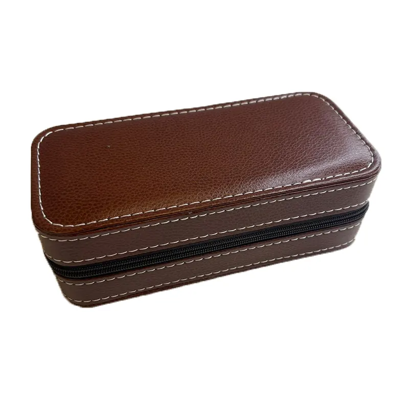 2 SLot Brown Leather Watch Box Premium Quality